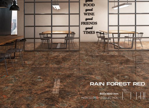 Rain Forest Red White Tiles 80cm x 160cm