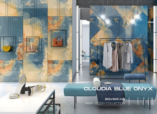 Cloudia Blue Onyx Tiles 80cm x 160cm